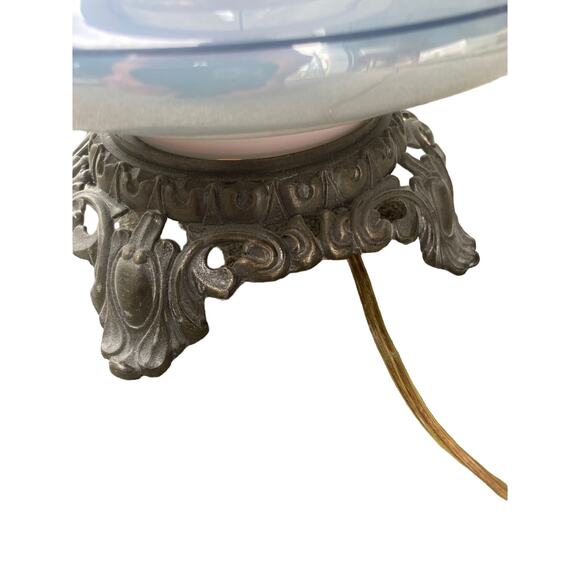 VTG Mid Century Casting Electric hurricane lamp Gone With the Wind 3 way floral - Picture 8 of 13